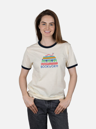 Bookworm unisex ringer t-shirt