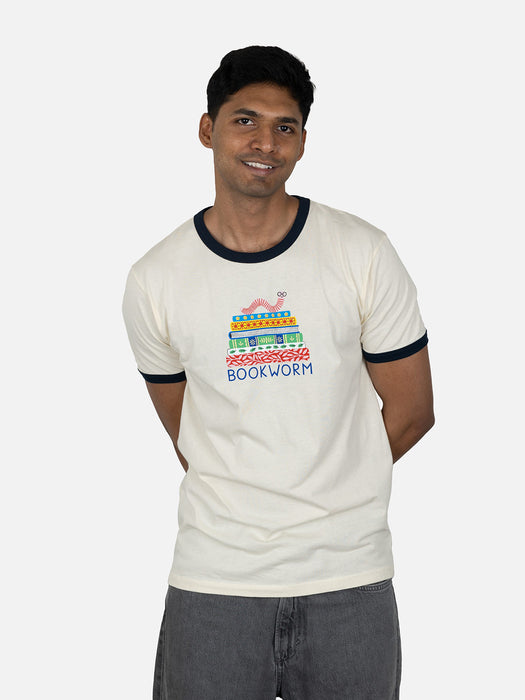 Bookworm unisex ringer t-shirt