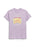 Lavender t-shirt with a cake graphic and text on a white background