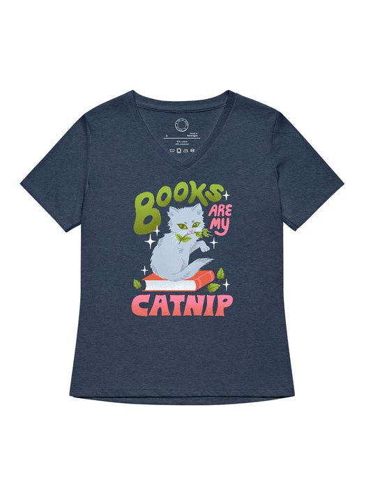 Books Are My Catnip women's v-neck t-shirt