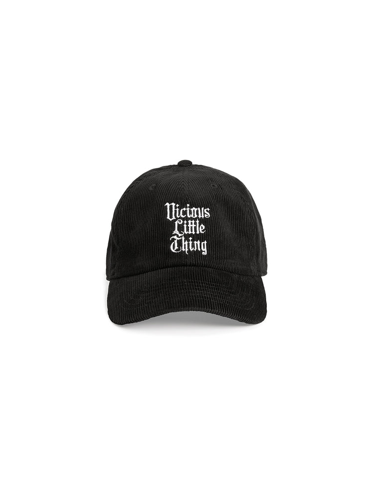 Black cap with 'Vicious Little Thing' text on a white background