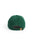 A green baseball cap shown from the back, featuring a dark green fabric body, an adjustable closure with a small gold metal brand tag on the side.