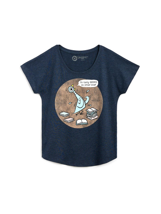 The Pigeon: So Many Books women's relaxed fit t-shirt
