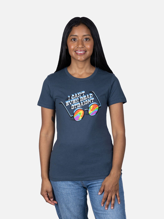 I Can't Even Read Straight women's crew t-shirt