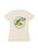 women's crew t-shirt in natural color with a graphic of a dog driving a car on the front.