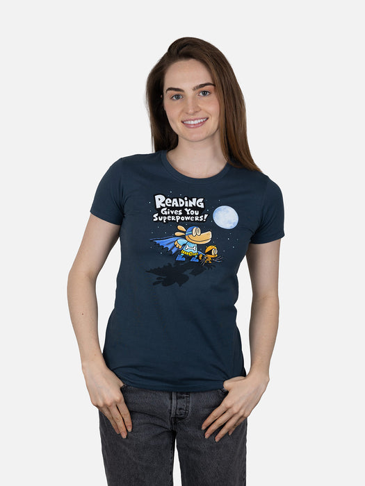 Dog Man: Reading Gives You Superpowers women's crew t-shirt