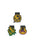 Three Hunger Games logos with different color schemes on a white background