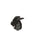 Enamel pin with a black and gray design resembling a dragon's head.