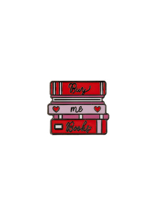 Buy Me A Book Stack enamel pin