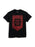 A black short-sleeve t-shirt with a red ornate gothic-style frame graphic on the front containing the text 'I would like to tell you the story of My Life.' in red gothic lettering, displayed on a clean white background.