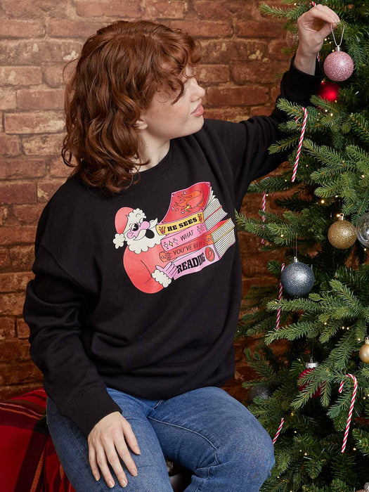 Santa: He Sees What You've Been Reading unisex sweatshirt