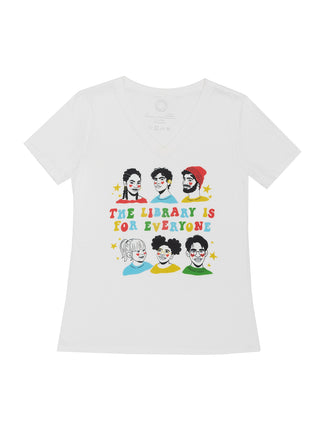 Mychal Threets: The Library is for Everyone women's v-neck t-shirt