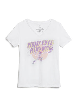 Fight Evil, Read Books 2025 women's v-neck t-shirt