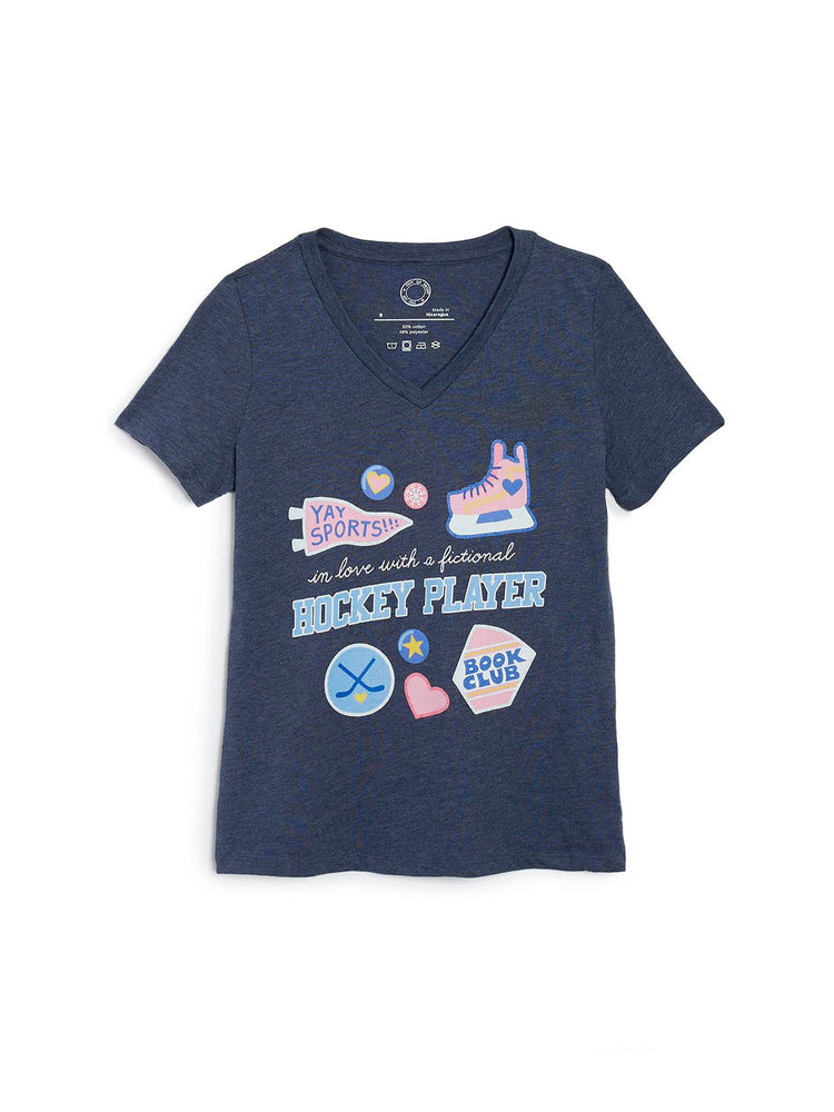 In Love with a Fictional Hockey Player women's v-neck t-shirt