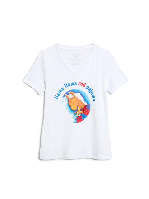 Llama Llama Red Pajama women's v-neck t-shirt