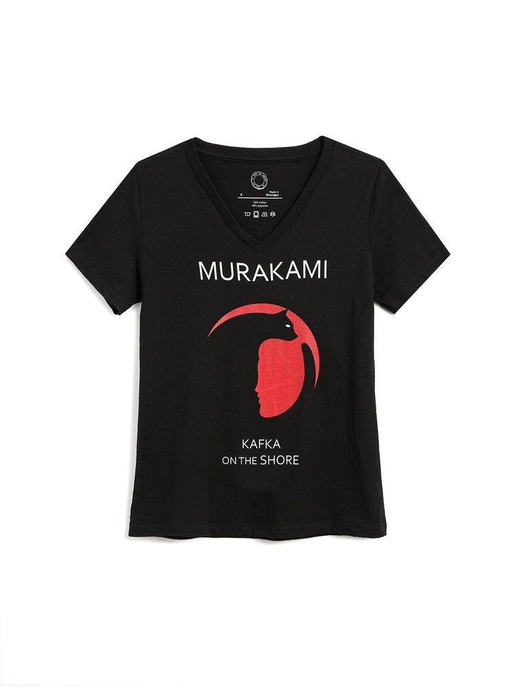 Kafka on the Shore women's v-neck black t-shirt