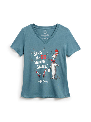 Dr. Seuss: Sing the 50 United States! women's v-neck t-shirt