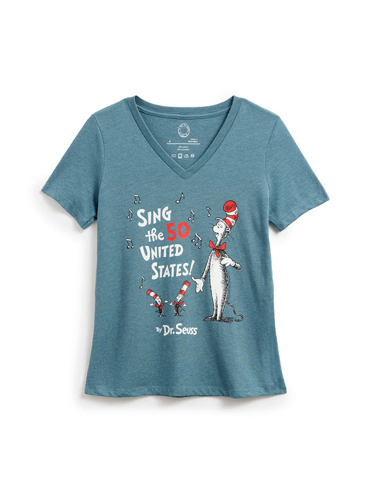 Dr. Seuss: Sing the 50 United States! women's v-neck t-shirt