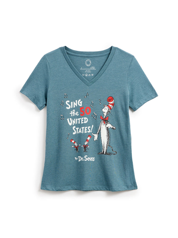 Dr. Seuss: Sing the 50 United States! women's v-neck t-shirt
