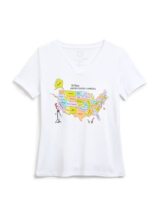 Dr. Seuss: United States of America Map women's v-neck t-shirt