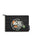 Black pouch with skeleton design and text on a white background