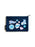 Navy blue pouch with colorful stickers on a white background