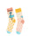 A pair of adult socks featuring a cartoon pigeon character with the phrase 'Pretty Please?' on the ankle area, set against a polka dot background.