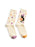 Pair of socks with star and cat designs on a white background