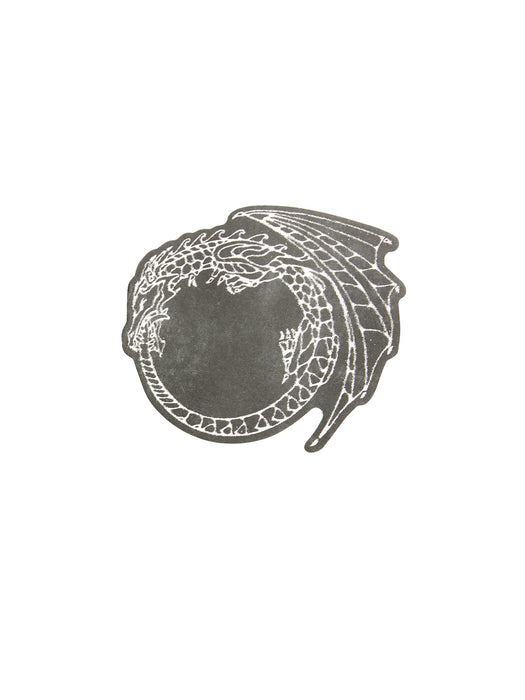Decorative dragon with intricate patterns on a white background