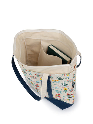 Books & Blooms large zippered tote bag
