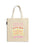 Tote bag with cake illustration and text on a white background
