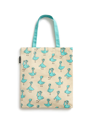 Tote bag with pigeon pattern on beige background