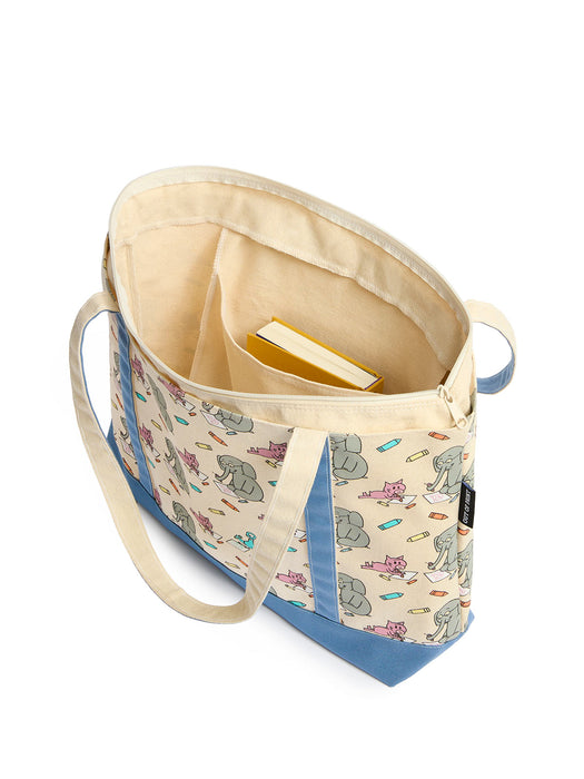Elephant & Piggie large zippered tote