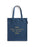 Navy blue tote bag with gold text 'Take Courage, My Heart' on a white background