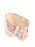 A canvas tote bag with a red toile-style print on a cream background, featuring a cream canvas interior, interior pocket, and matching shoulder straps, shown on a white background.