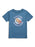 Blue t-shirt with llama graphic and text "llama llama no more drama" on a white background