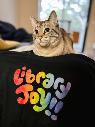 Mychal Threets: Library Joy unisex blue t-shirt