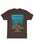 A brown unisex t-shirt with a graphic print of the cover image of Ernest Hemingway's novella 'The Old Man and the Sea'.