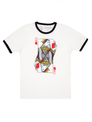 Queen of Books unisex ringer t-shirt