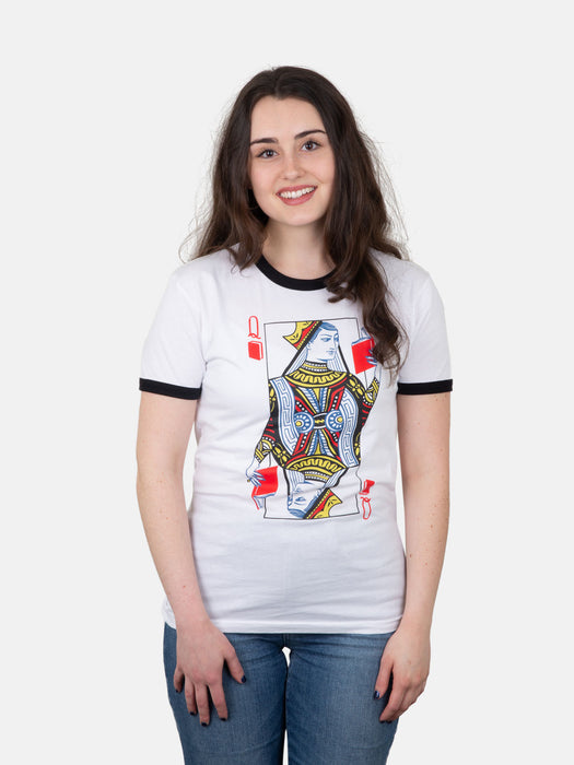 Queen of Books unisex ringer t-shirt