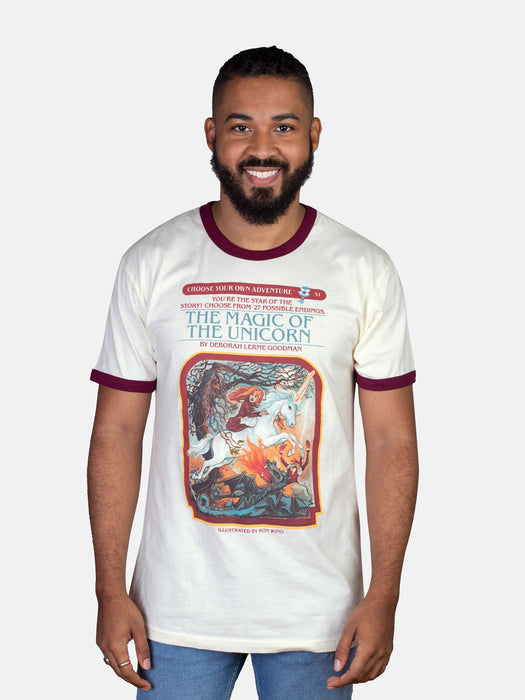 Choose Your Own Adventure: The Magic of the Unicorn unisex ringer t-shirt