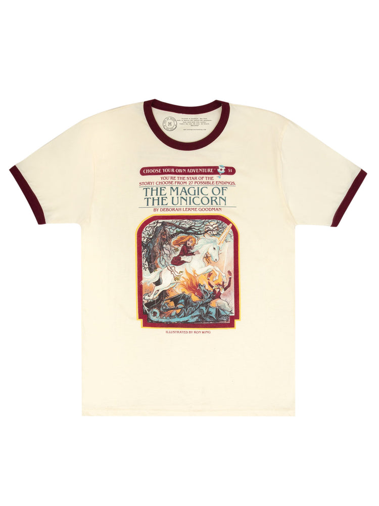 Choose Your Own Adventure: The Magic of the Unicorn unisex ringer t-shirt
