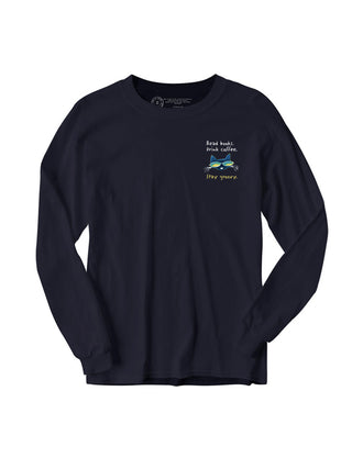 Pete the Cat Read Books Drink Coffee Stay Groovy unisex long sleeve