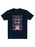 A midnight navy Jane Eyre unisex t-shirt featuring a colorful, distressed print of the title and related imagery.