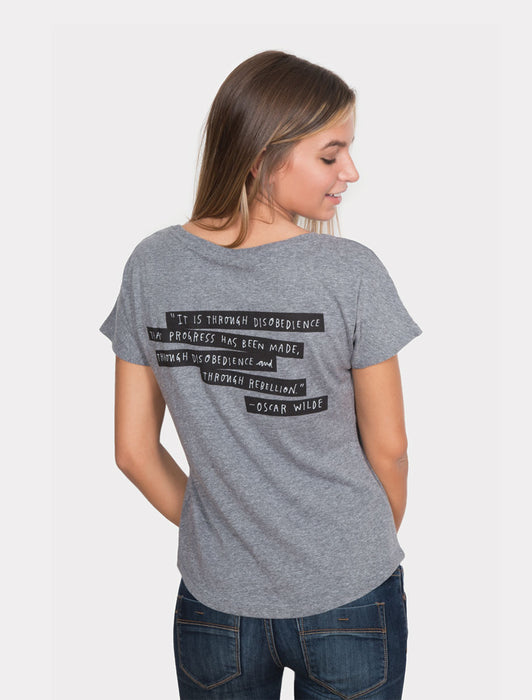 Punk Rock Authors women's relaxed fit dolman tee - back - on female model