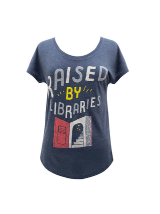 Raised by Libraries women's relaxed fit t-shirt (Vintage Navy)