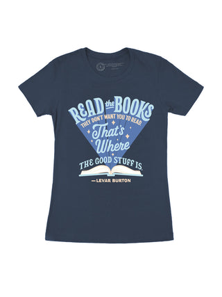 LeVar Burton "Read the Books They Don't Want You to Read" women's crew t-shirt