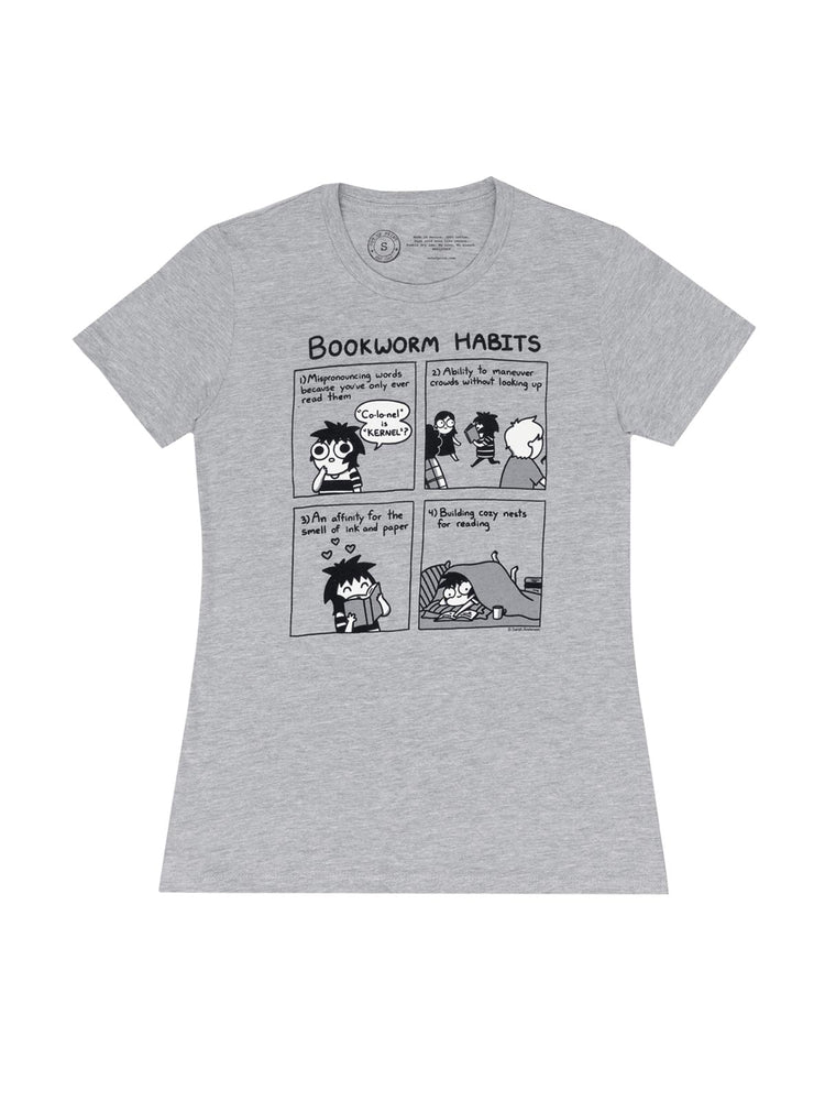 Sarah's Scribbles - Bookworm Habits women's crew t-shirt