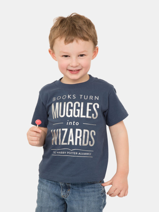 Books Turn Muggles into Wizards kids' t-shirt